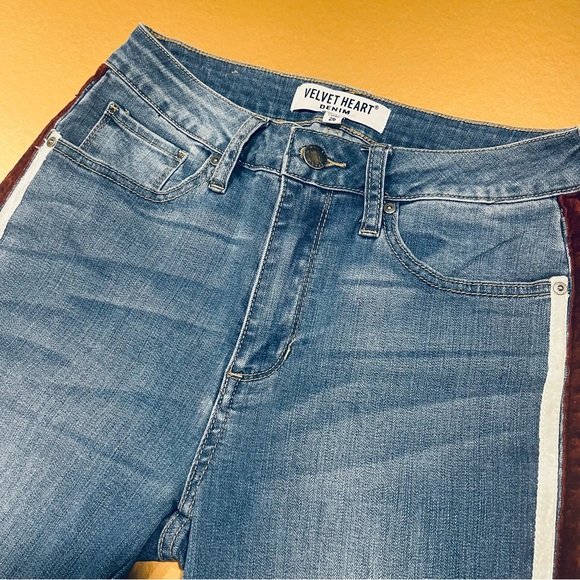 Velvet Heart Premium Denim Racing Striped Sadie Mid Rise Super Skinny Jeans 26 - Picture 2 of 6